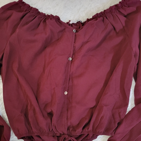 Fashion Nova Burgundy Off-Shoulder Blouse - Picture 2 of 9